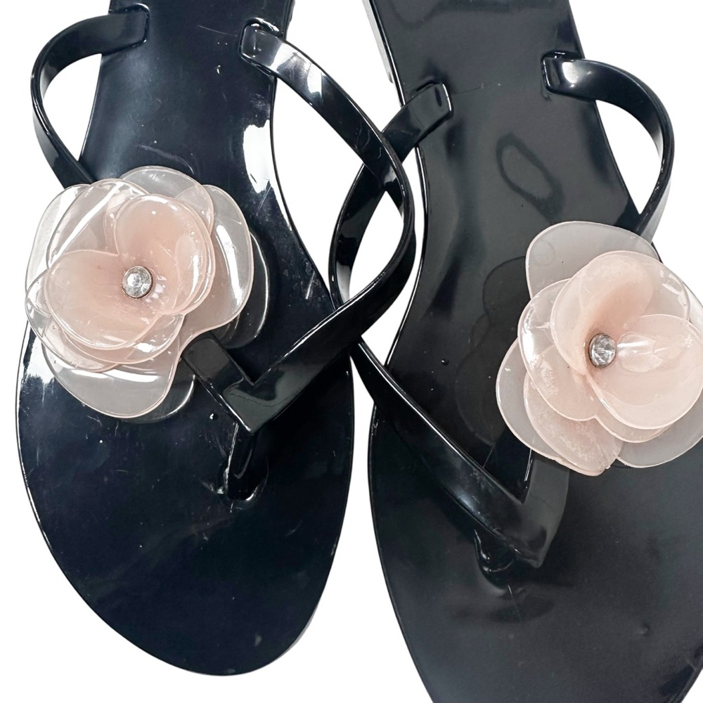 Black Mix It Flower Slide Sandals Size 10 - Picture 5 of 9
